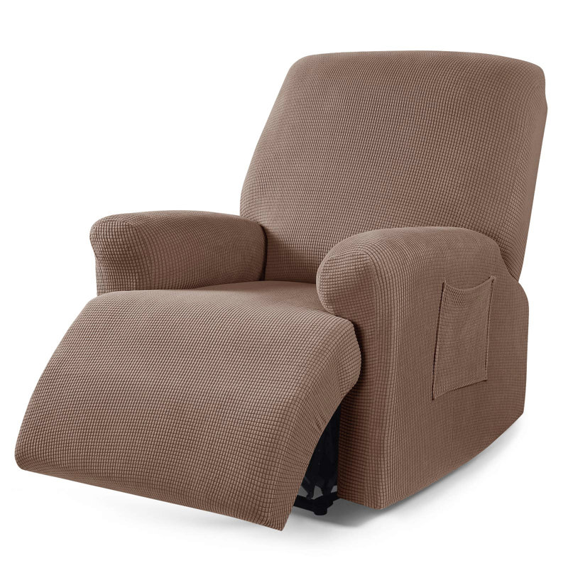 Housse pour fauteuil inclinable à coussins carrés/rectangulaires, Mélange de polyester brun clair