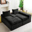 Canapé polyvalent en velours noir: méridienne convertible-118099427
