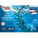 LED Cluster 500 Cool White Twinkle 16.4' Wire
