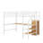 Full Size Metal Loft Bed With Desk, Storage Staircase And LED Light-545068245