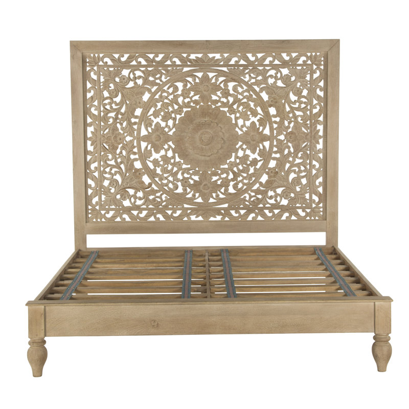 Taj Solid Wood Bed, Light Brown, King