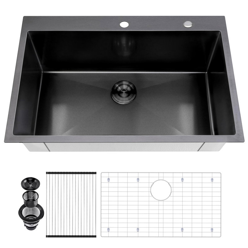33'' L Drop-In Single Bowl 304 Stainless Steel Kitchen Sink