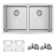 Stylish Dual-Mount 31" Double-Bowl Stainless Steel Kitchen Sink with Grids and Strainers