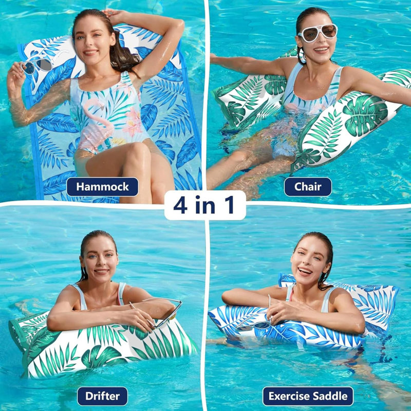Water Hammock Pool Floats - 2PACK Fabric Inflatable Pool Hammock Float Floaties  1 (Saddle  Chair Drifter) Lake Beach Floating  Swimming Pool Rafts Toys For Adults