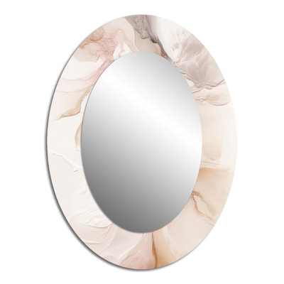Brown Abstract Delicate Marble II - Brown Oval Wall Mirror Decor