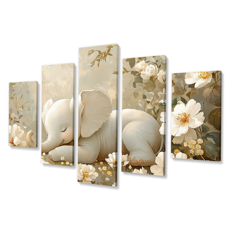 «Nursery Elephant Grey Little Peanut», ensemble d'art mural pour chambre de bébé