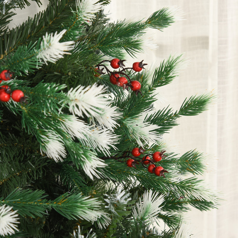 Arbre de Noël vert pin artificiel floqué / givré, H 7 pi