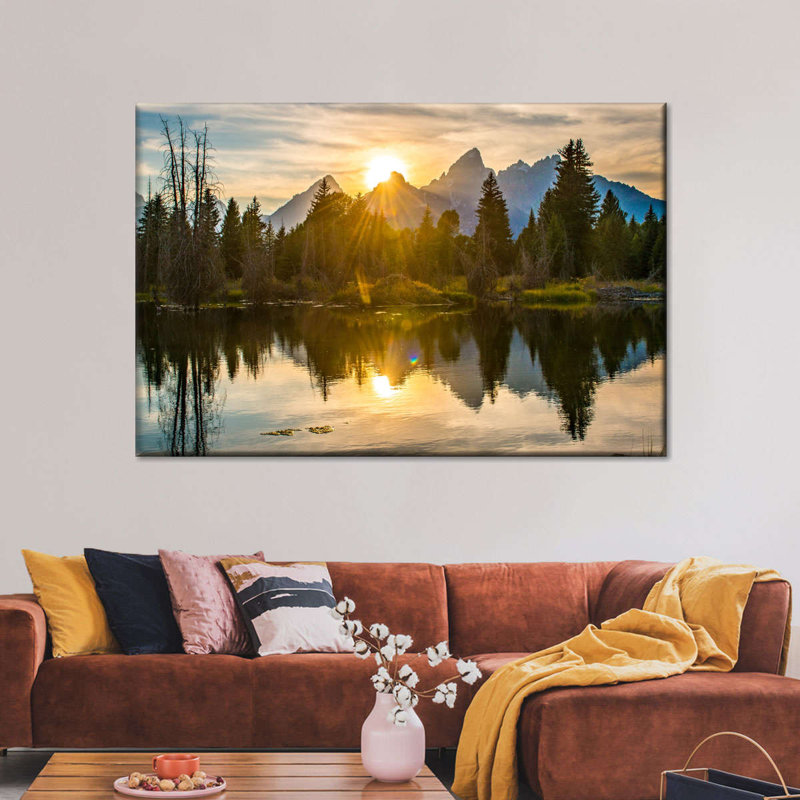 Impression sur toile Grand Teton Dramatic Sunset, H 8 po x l 12 po x P 1 po