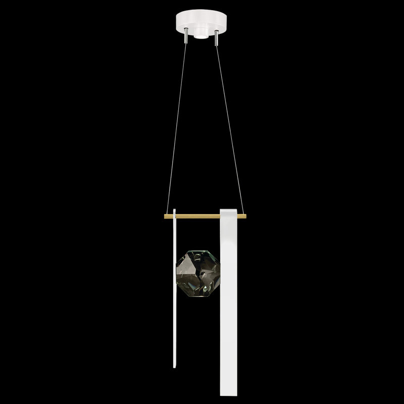 Luminaire suspendu rond l 9 po Aria, Blanc / doré