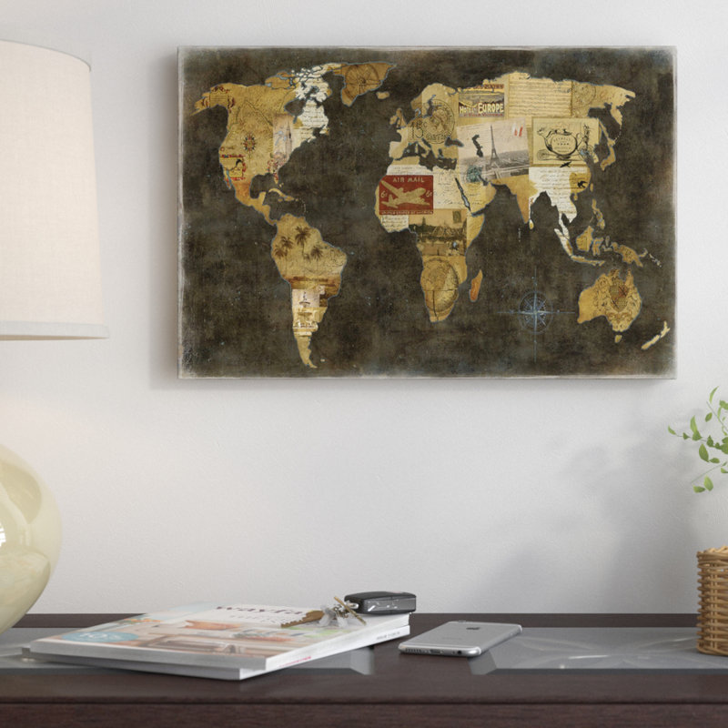 " Faraway Places " by Russell Brennan, 18" H x 26" W x 1.5" D, Black Framed Canvas, No Mat