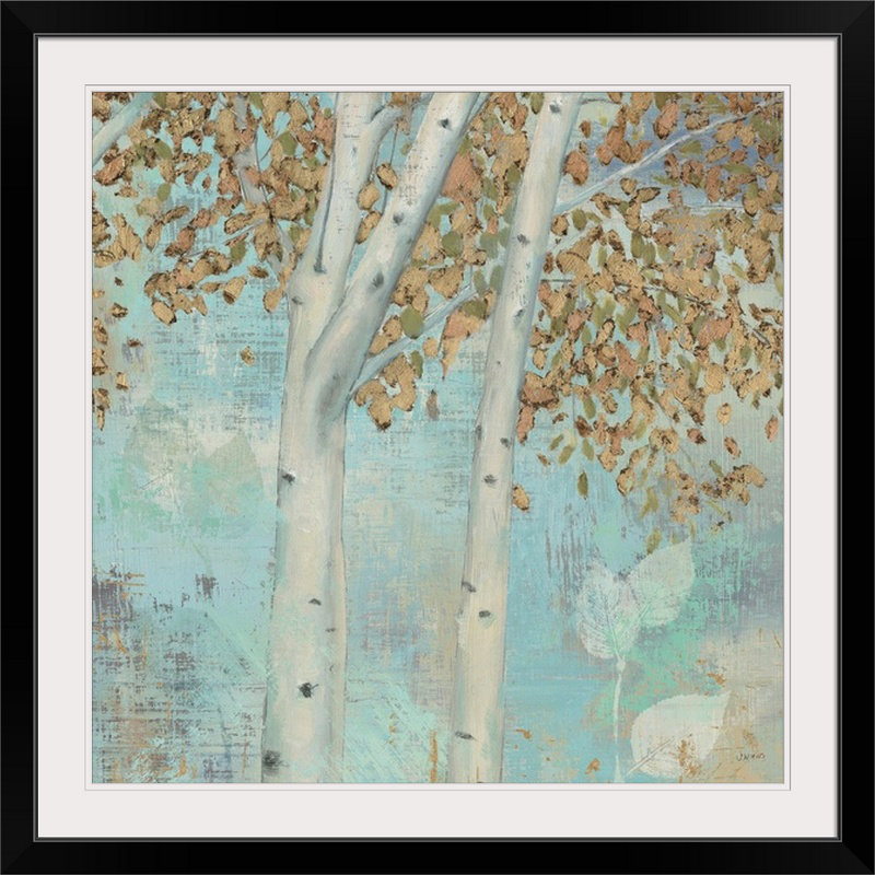 «Golden Forest II» par James Wiens, reproduction d'art, H 32 po x l 32 po x P 1 po, Cadre noir