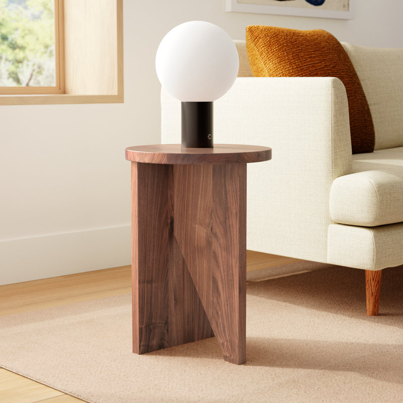 Shayne Solid Wood Abstract End Table, Brown
