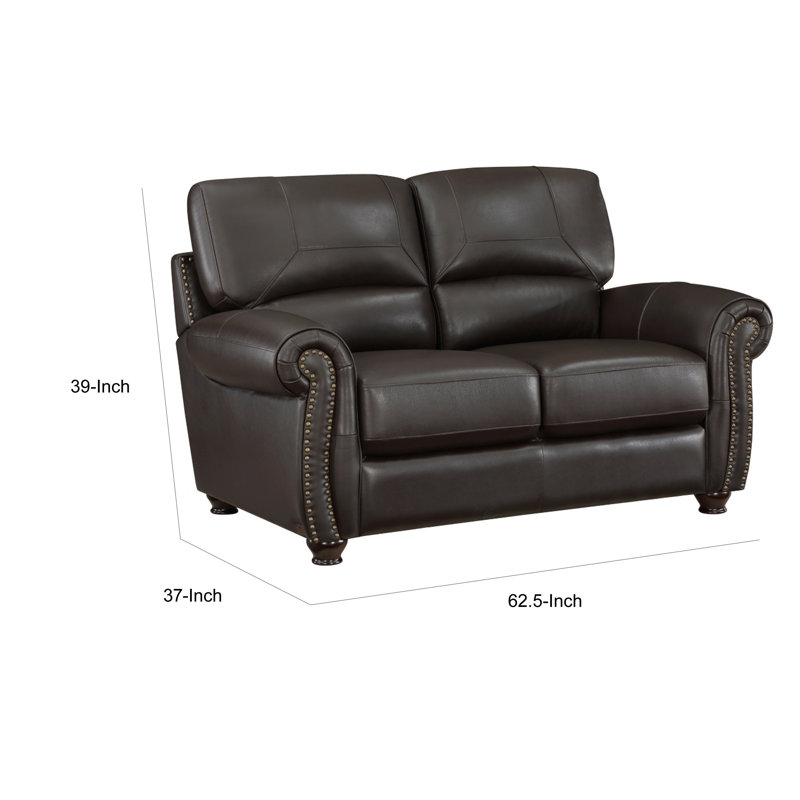Adenn 62.5'' Faux Leather Loveseat, Brown Faux Leather