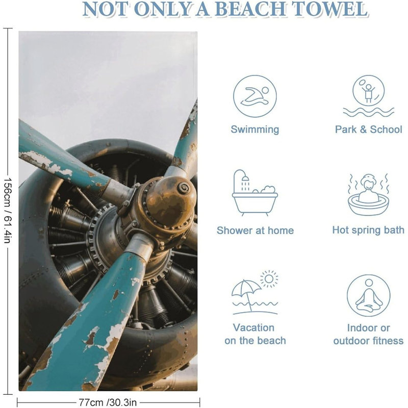 Quick Dry Microfiber Airplane Beach Towel, 60 x 80 in