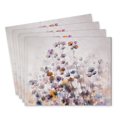 Wildflowers Polyester Placemats Set of 4 | Home Decor Elegance