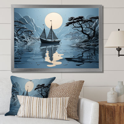 Collage de bateau bleu - impression