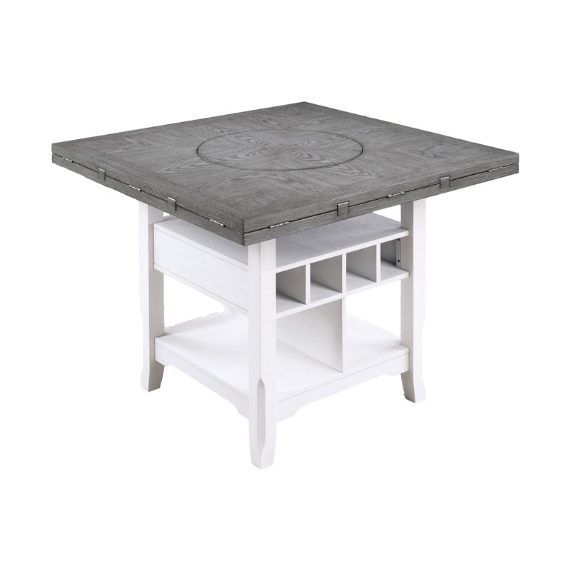 60.4" W COUNTER HEIGHT TABLE, GRAY+ANTIQUE WHITE, Gray / White