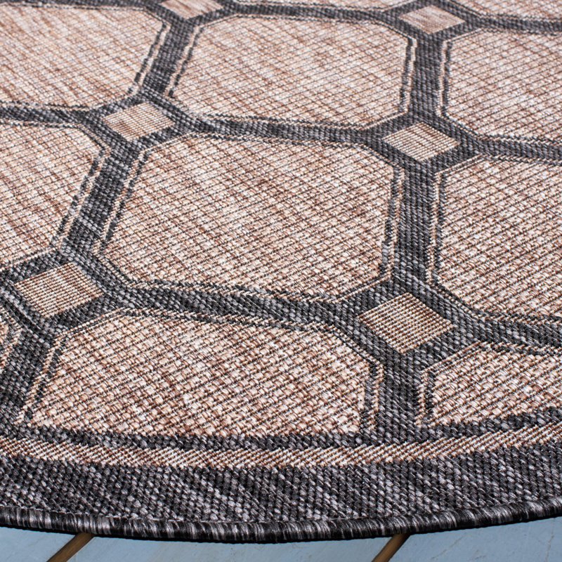 Tapis intérieur / extérieur à motif géométrique Sayde Performance, Rond 6 pi 7 po