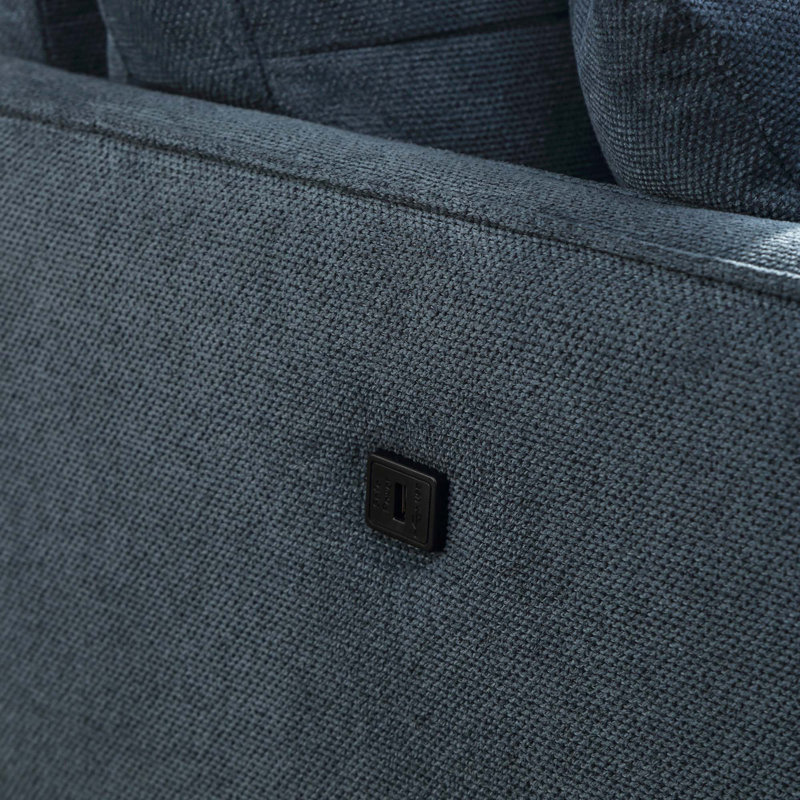 Causeuse l 56,7 po avec charge USB, Bleu très foncé