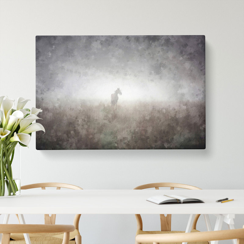Horse In The Mist - Wrapped Canvas Print, 35cm H x 50cm W x 3cm D