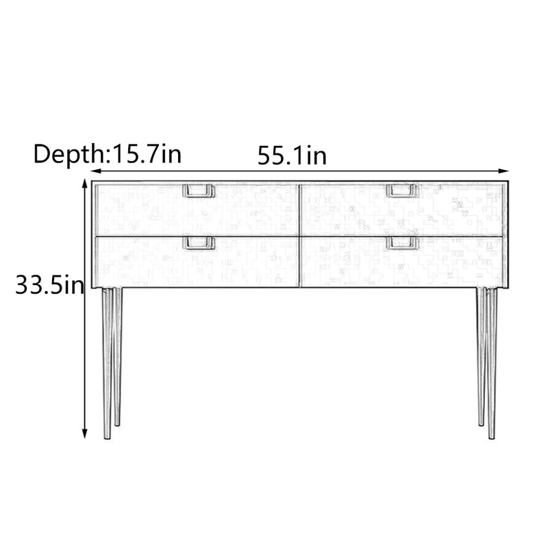 Luxurious Minimalist Black Console Table, 33.5" H x 55.1" W x 15.7" D