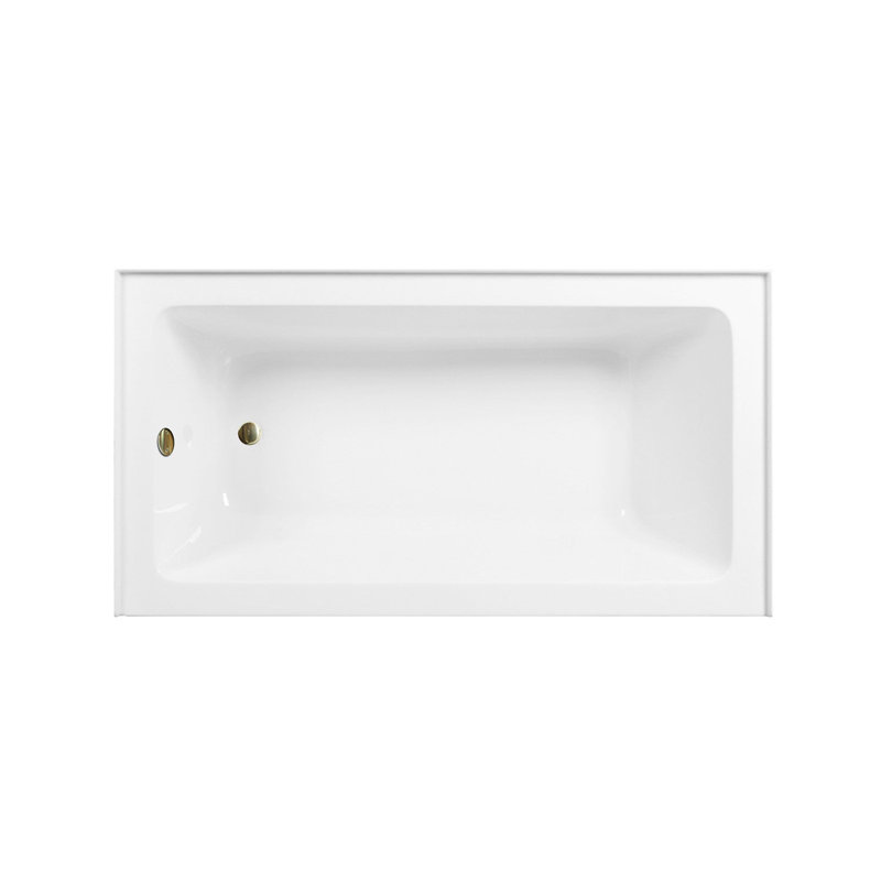 Kingston Brass Aqua Eden 60-Inch Acrylic Rectangular 3-Wall Alcove Tub, Hand Drain, Left, Brushed Brass