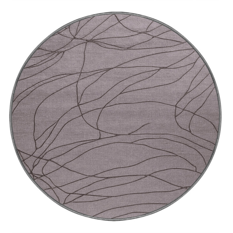 Tapis abstrait gris lavable à la machine, Rond 3 pi