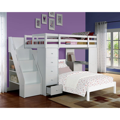 Beyanka Kids Twin Loft Bed with Drawers