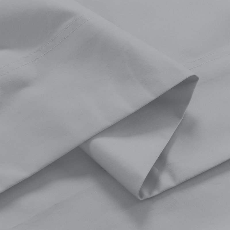 Wrinkle Resistant Brushed Cotton Blend Lightweight Sheet Set, Light Grey, Full Sheet Set + 1 Fitted Sheet + 2 Pillowcases