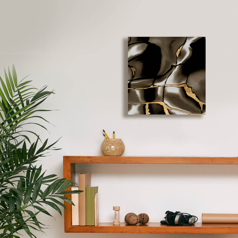  «Golden Shimmer 3» par Alonzo Saunders, art mural sur toile, 12 po x 12 po