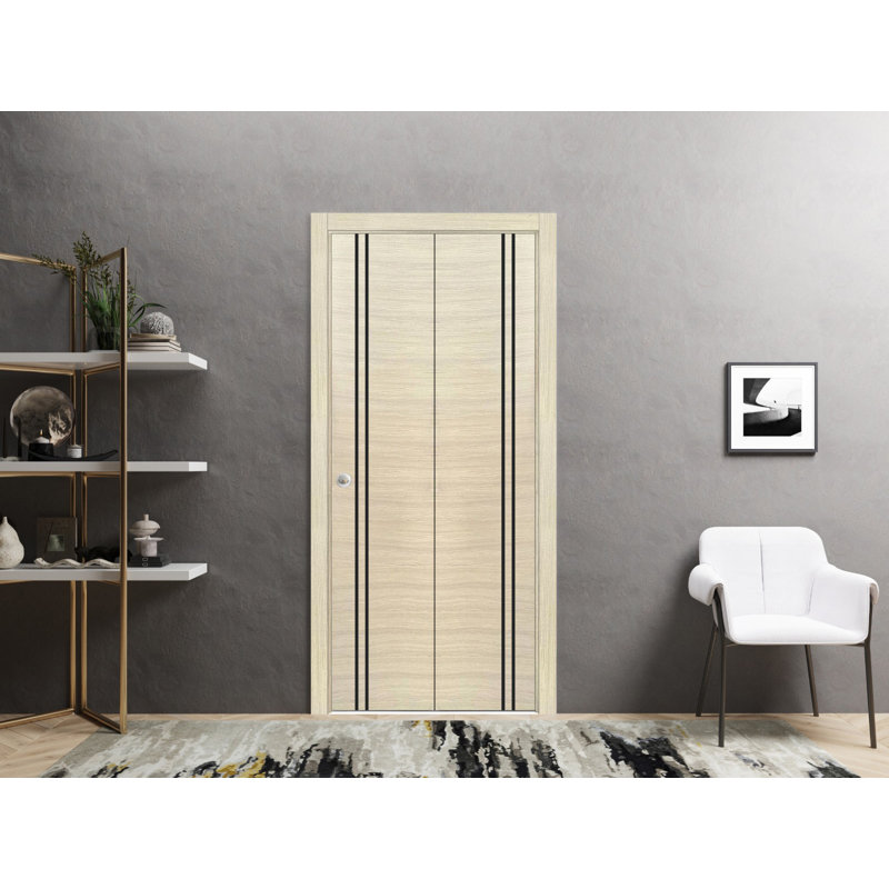 Porte pliante en bois massif massif, 64 po x 96 po