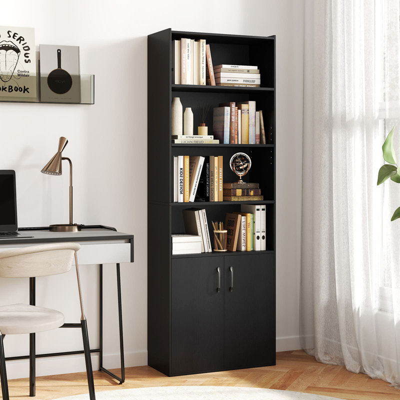 178 CM Bookcase 6-Tier Modern Style Storage Cabinet, Black