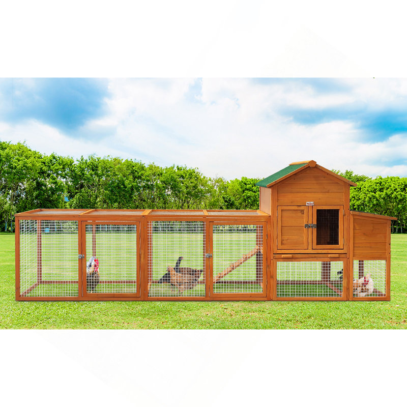 Grand poulailler de 123 po avec enclos, poulailler en bois pour 5 à 10 poules, cage de volaille en plein air avec cage de nidification, rampe et plateau à tirer