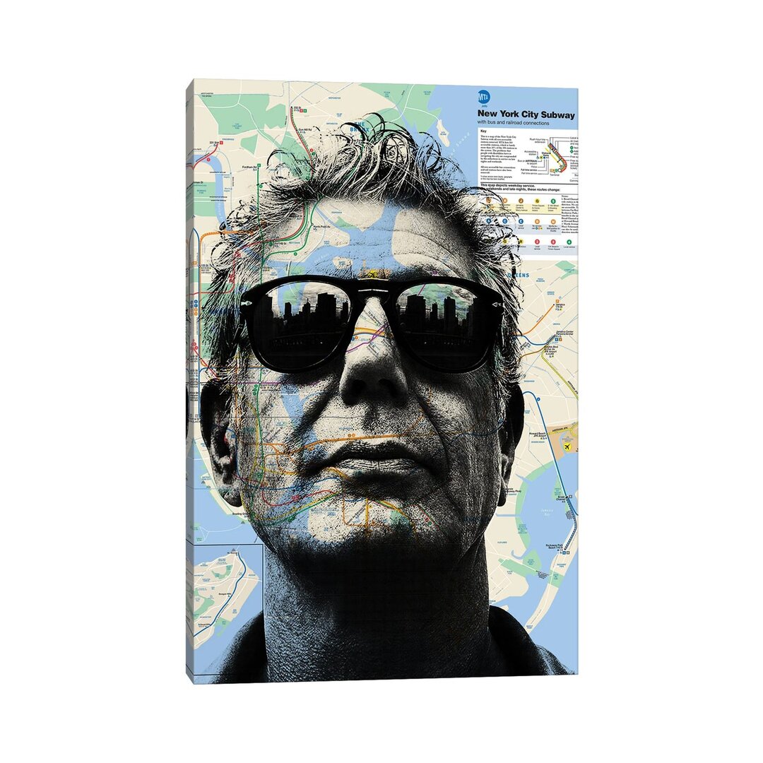 Leinwandbild Anthony Bourdain Map Art