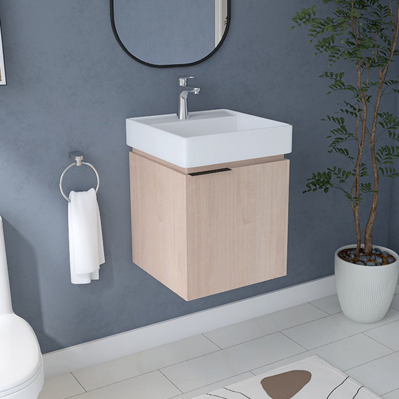 Ensemble de meuble-lavabo simple Mordern, ensemble de meuble-lavabo simple 18 po avec lavabo, ensemble d'armoire murale brune, meuble-lavabo flottant de 18 po pour les petits espaces