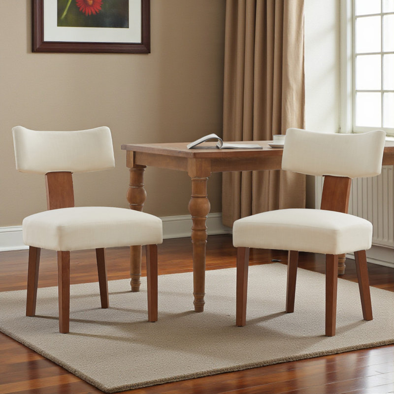 Upholstered Solid Wood Dining Chair Side Chair, White