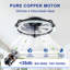 Ventilateur de plafond encastré noir mat 20 pouces avec lumière DEL à intensité variable, moteur à courant continu réversible et télécommande