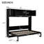 Black Full Size Bed With 3 Storage Cabinets For Sunglasses And Wallets, Reliable Pine Wood Build, Folding Tiny Homes Bed, X-Shaped Embellishment, Solid Wood, Easy To Up