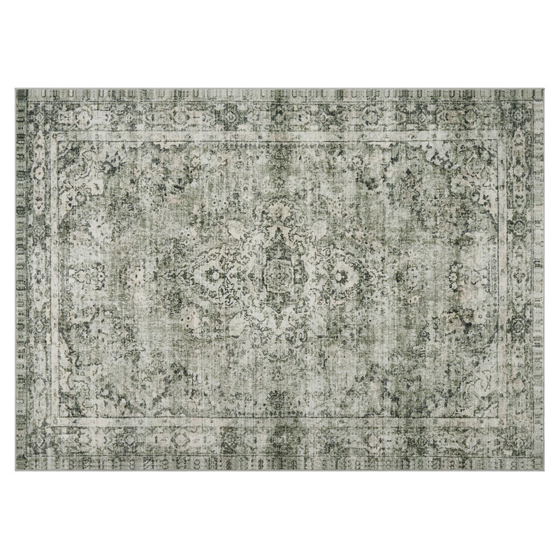 Machine Washable Low-Pile Vintage Rugs With Non-Shedding for Entryway Nursery Bedroom Living Room for Kitchen Bedside Entrance Thick and Soft Durable Easy to Clean