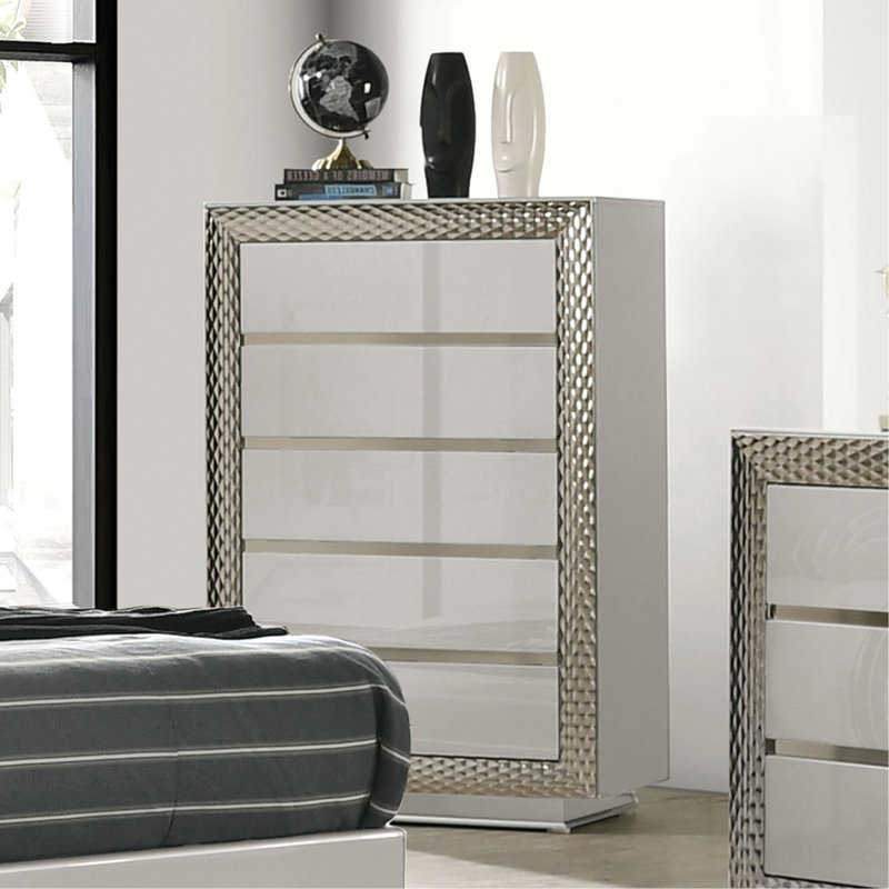 Meuble de chambre de style glam 1pc, Gris