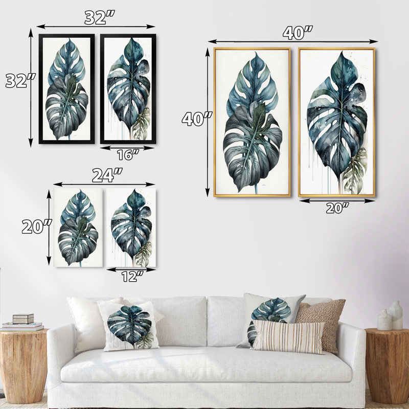 «Philodendron Leaf», 2 pièces sur toile, Toile tendue, H 24 po x l 20 po
