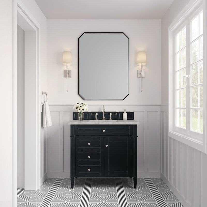 Brittany 36'' W Single Vanity, Black Onyx, Victorian Silver, 8" Widespread
