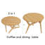 Table basse ronde 2-en-1 avec hauteur réglable, 16,5 po pour table basse, 29,5 po pour table basse, bois massif, 34,5 po