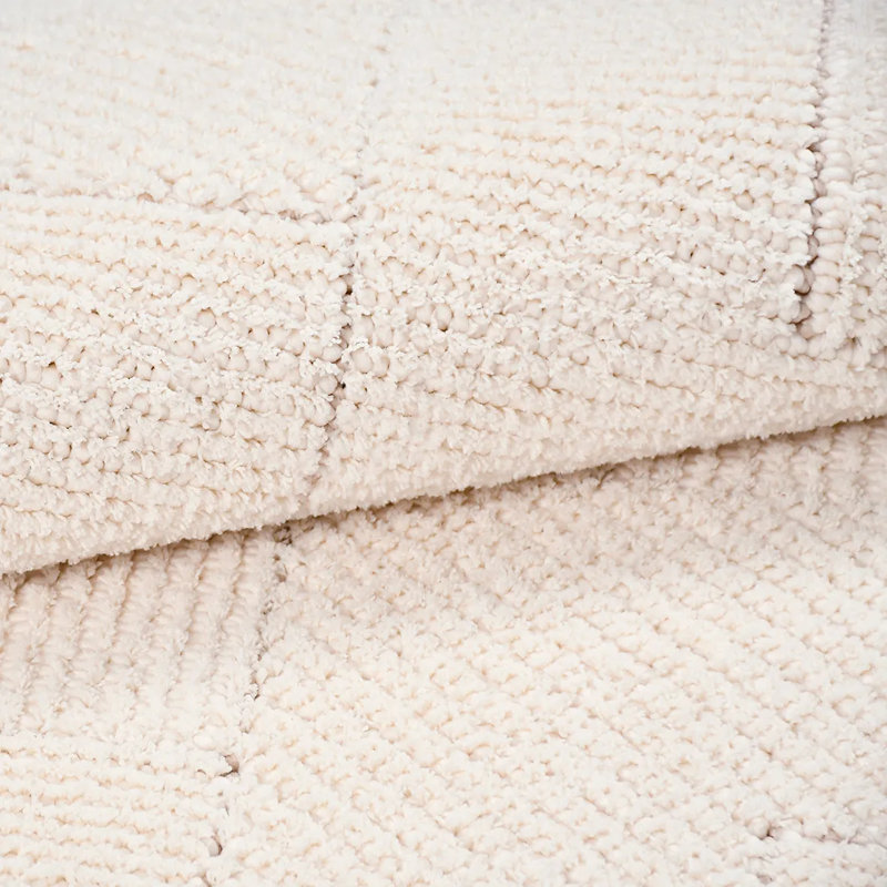 Tapis blanc moderne en polyester Albans facile à nettoyer, 6,5 pi x 9,5 pi