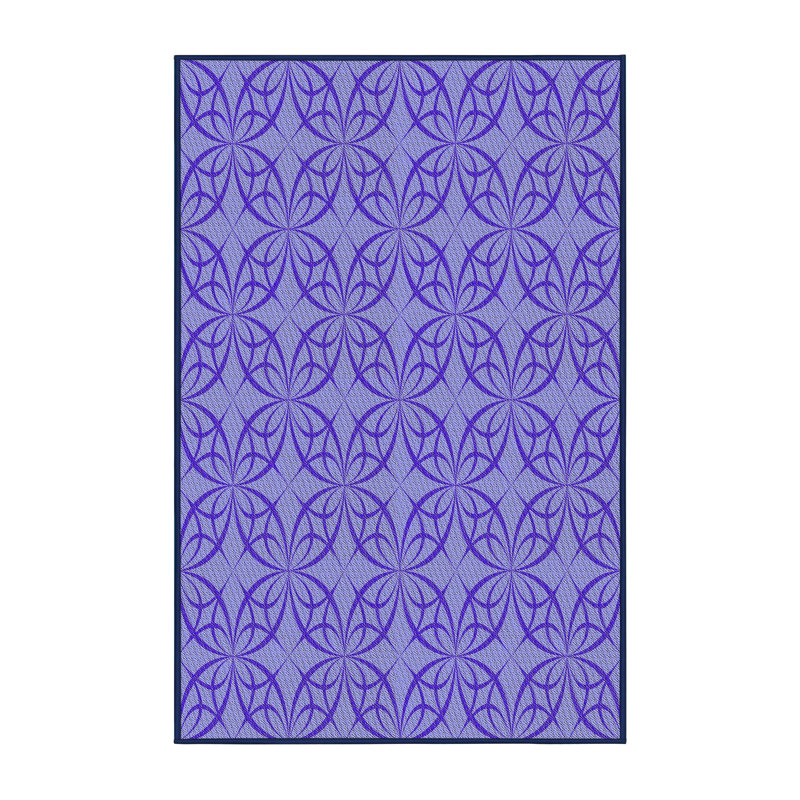 Tapis bleu marine à motif géométrique Ginnungagap, Rectangle 5 pi x 7 pi