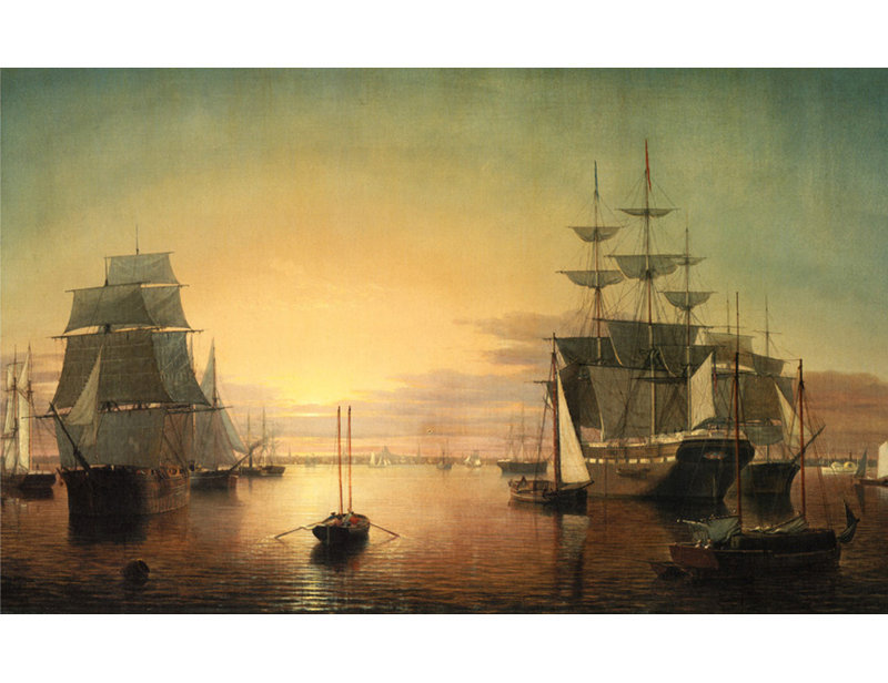 Port de Boston, vers 1850-55, H 15 po x l 24 po