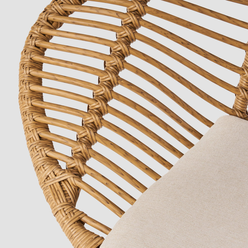 Chaise d'extérieur tissée avec coussins Engle, Brun pâle / beige