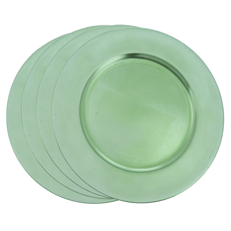 Ensemble de 4 assiettes en plastique rondes Erris, Pistache