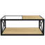 Table basse de style industriel en verre et bois pour l'ambiance de la chambre à coucher, petits objets fonctionnels avec demi-planche de bois, bureau, nettoyage à faible effort-1035832167