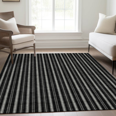 Premium Machine Washable Prisco Black Rug